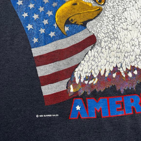 Vintage 90s flag bald eagle “Stand Talk America” T-shirt Men size Large Retro - Picture 3 of 10